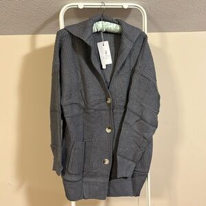 Merokeety grey knit long cardigan sweater